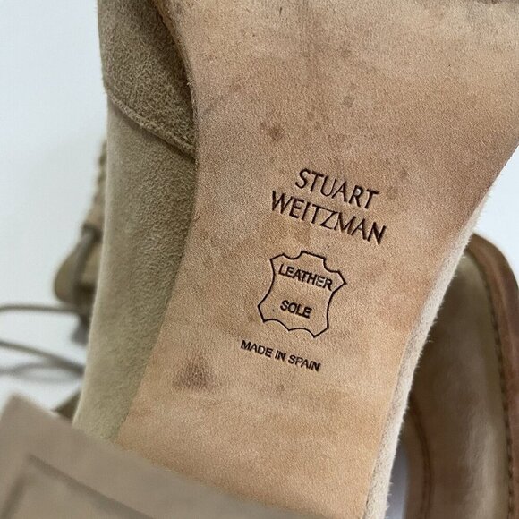 STUART WEITZMAN Wallawalla Lace-Up Ankle Boots Natural Size 8W - Picture 8 of 16